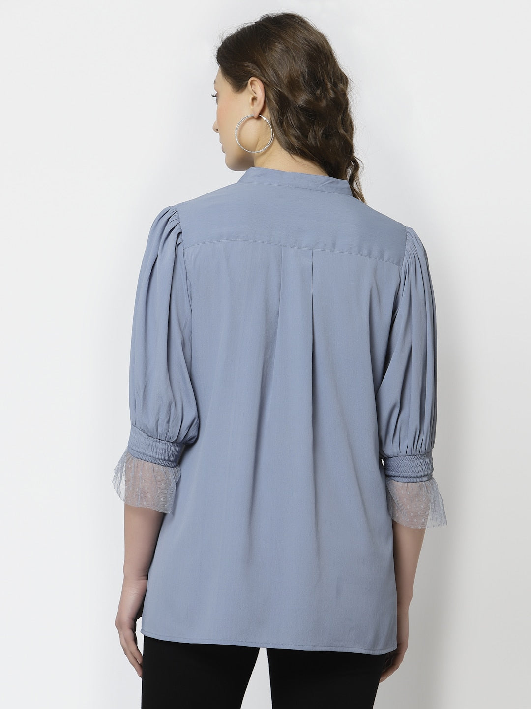 Greyish Blue Pintuck Tunic