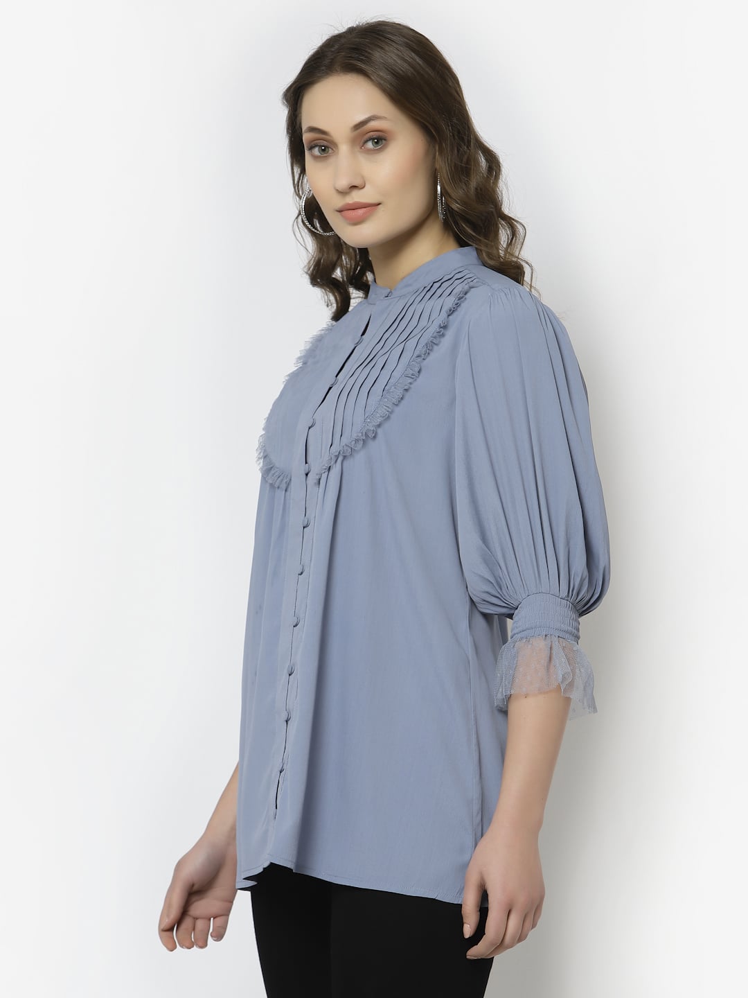 Greyish Blue Pintuck Tunic
