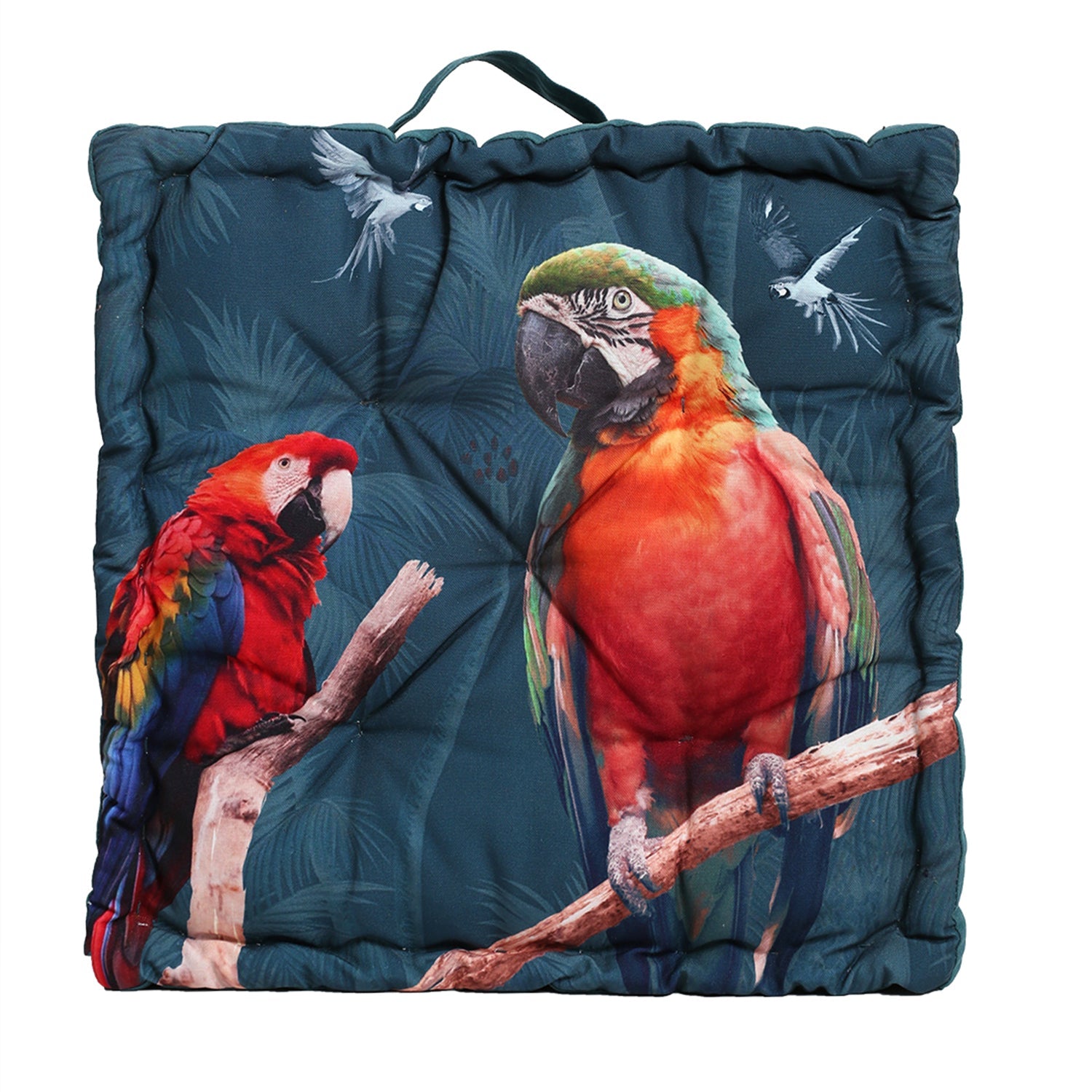 Macaw Parrot Printed Matlas Floor Cushion