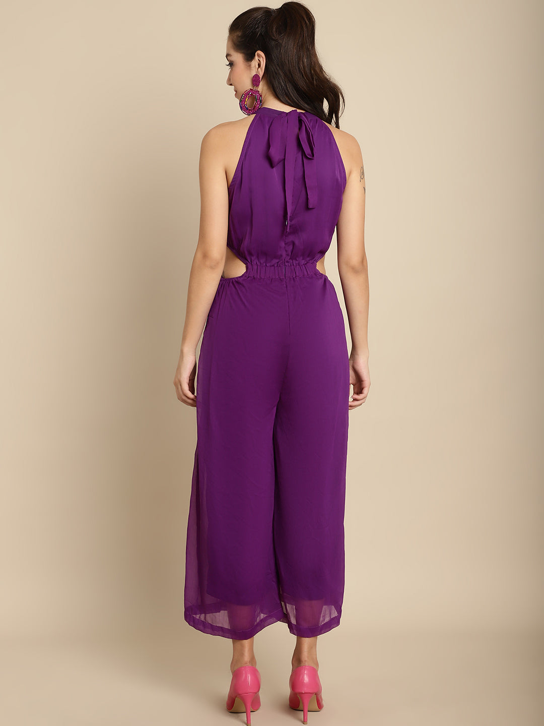 Purple Elegant Solid Jumpsuit