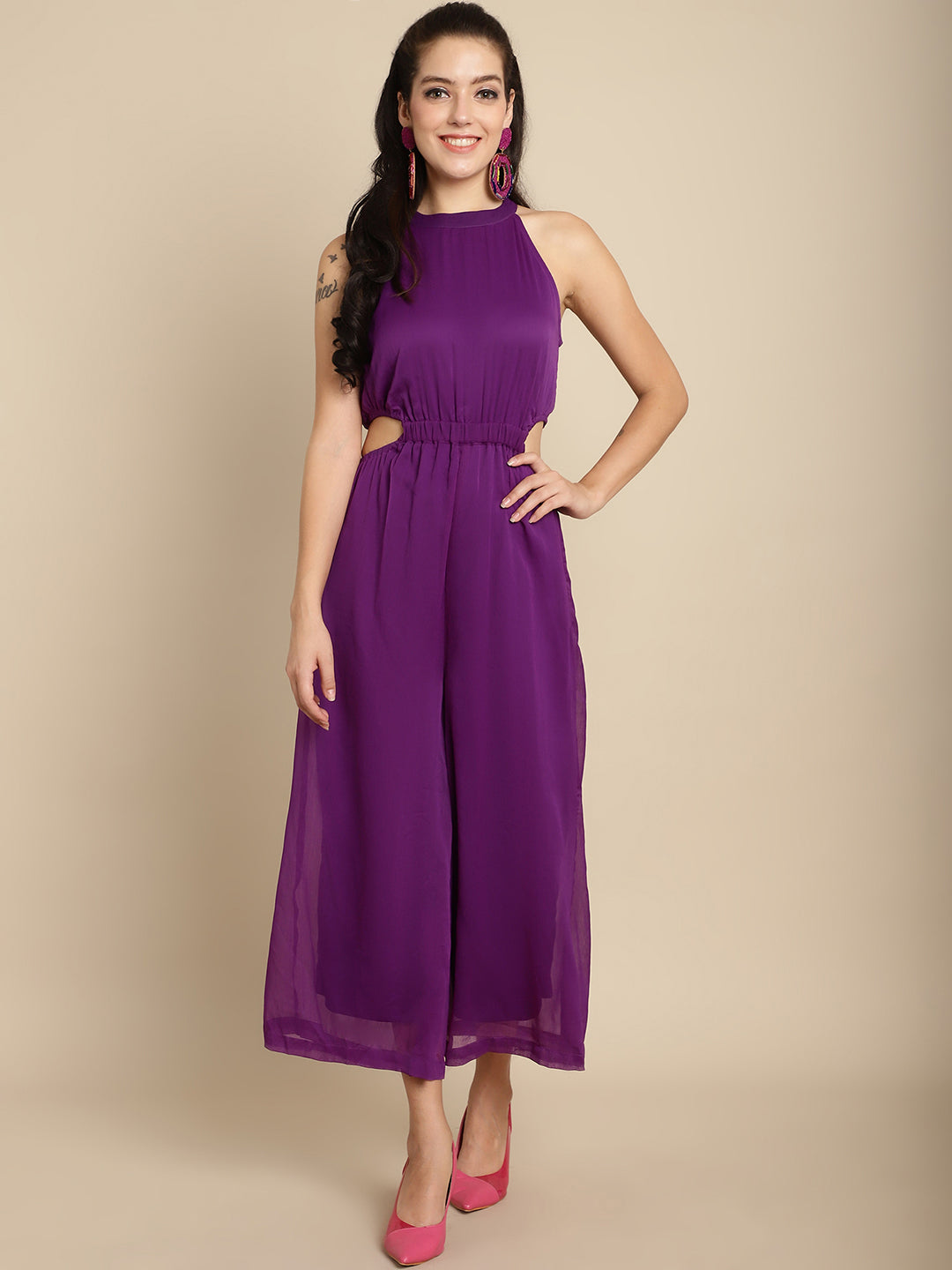 Purple Elegant Solid Jumpsuit