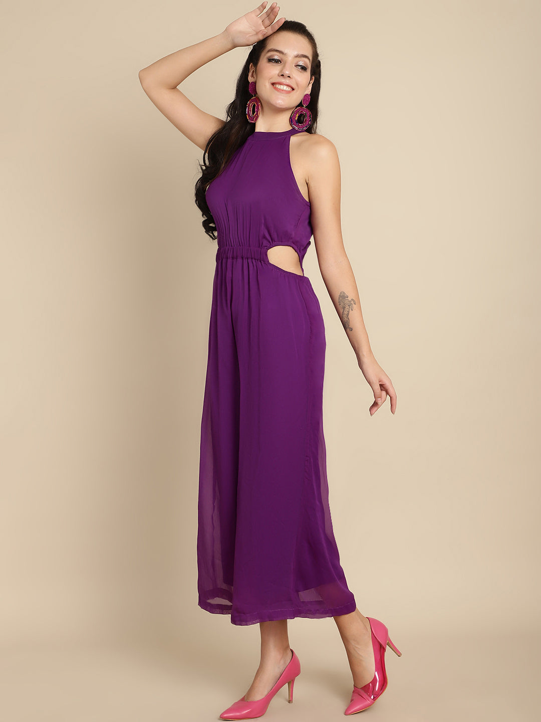 Purple Elegant Solid Jumpsuit