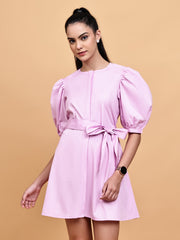 Lilac Short Dress with Belt