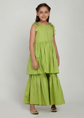 Green Kids Sharara Suit