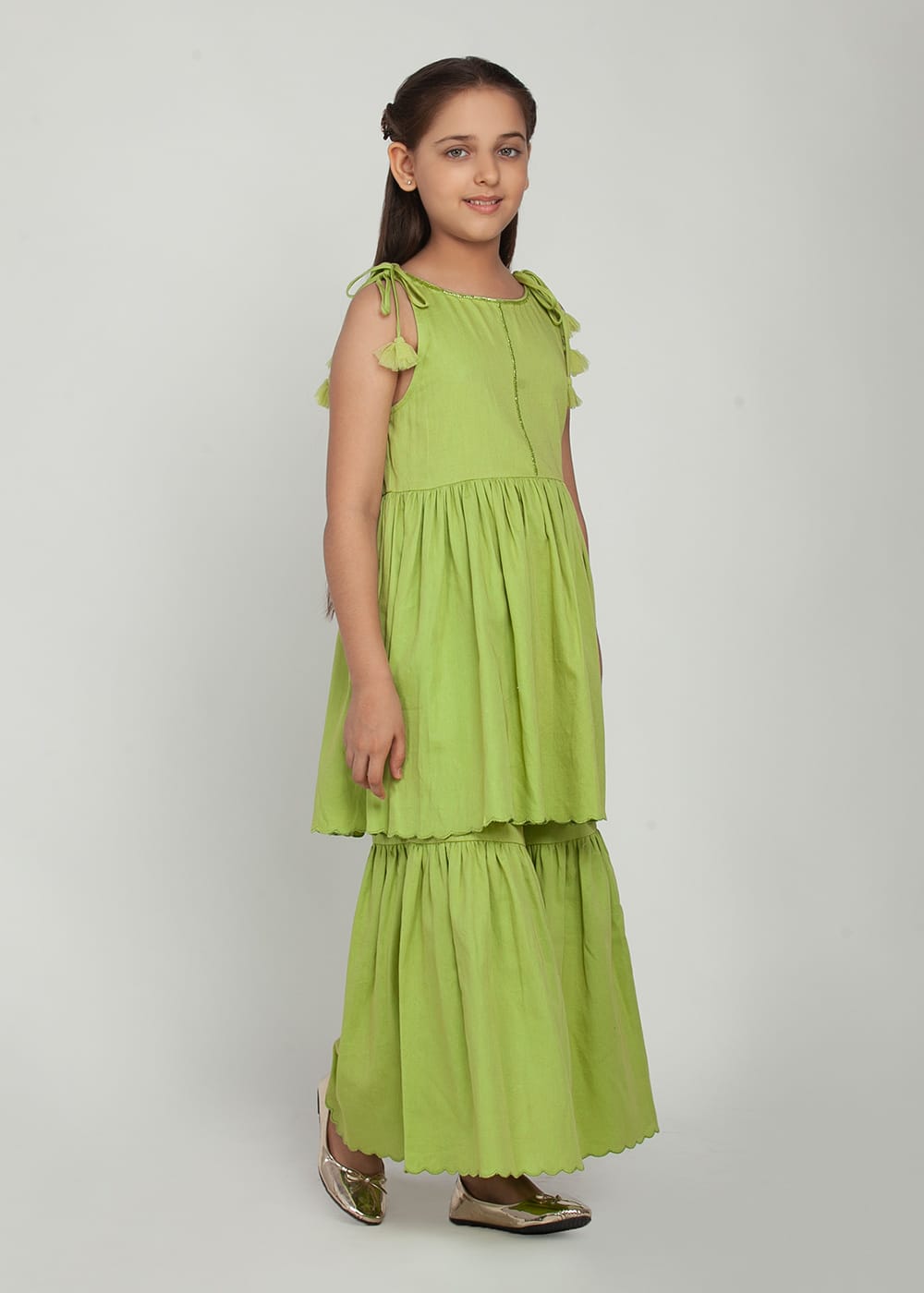 Green Kids Sharara Suit
