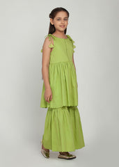 Green Kids Sharara Suit