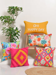 Set of 5 Life of Flower Cotton 30x50cm & 40x40cm Cushion Covers