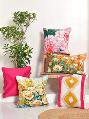 Set of 5 Poppy Queen Cotton 30x50cm & 40x40cm Cushion Covers