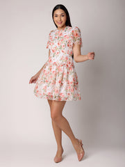 Rose Dress With Ruffle Detailed Tiers