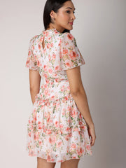 Rose Dress With Ruffle Detailed Tiers
