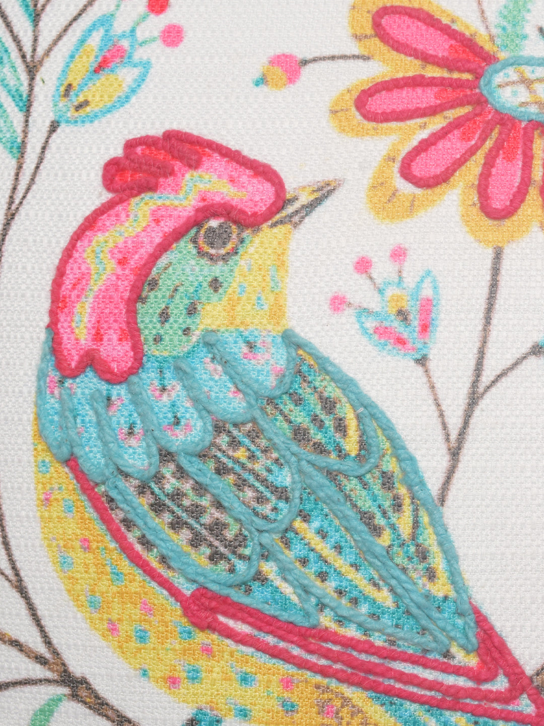 Set Of 5 Bird Printed Cushion Cover Set