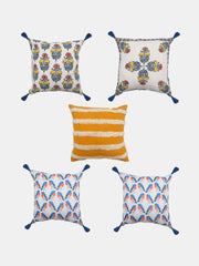 Set Of 5 Bird Printed Cushion Cover Set