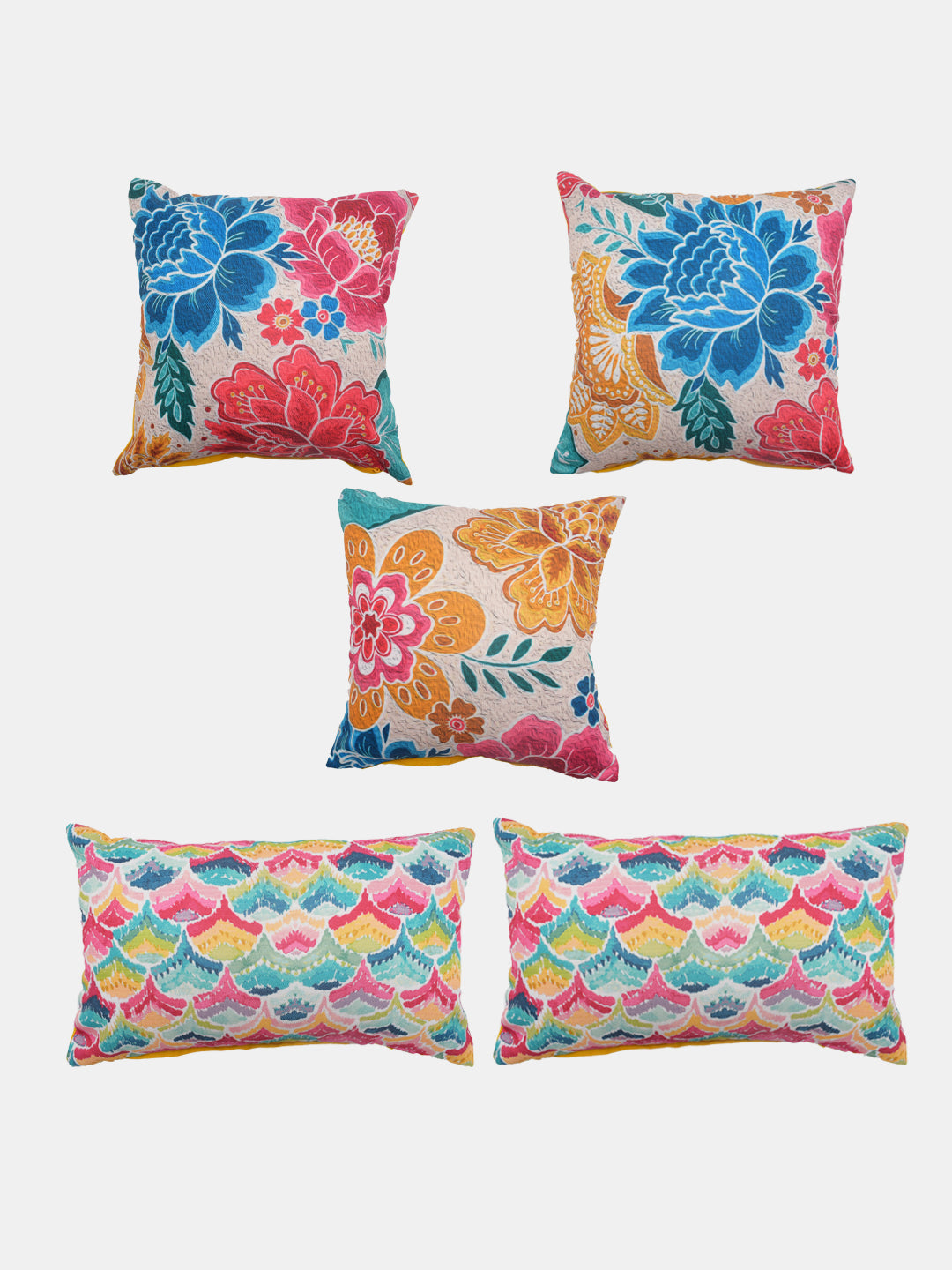 Set Of 5 Floral Cushion Cover Set
