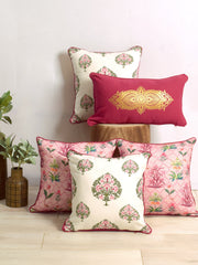 Set Of 5 Mughal Printed Cushion Cover Set