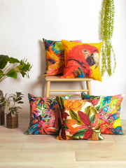Set Of 5 Tropical Printed Cushion Cover Set
