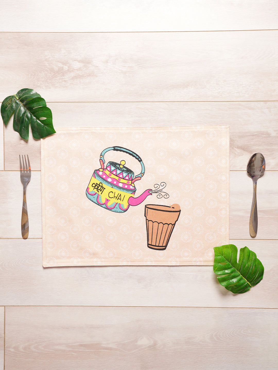 Set Of 6 Cutting Chai Printed Placement