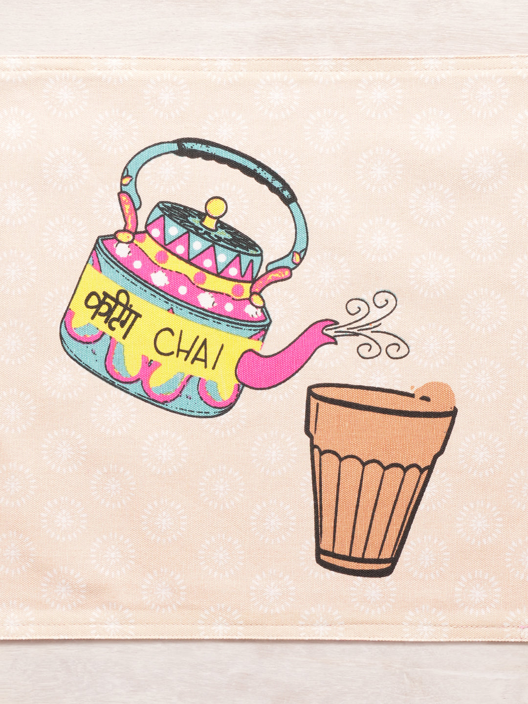 Set Of 6 Cutting Chai Printed Placement