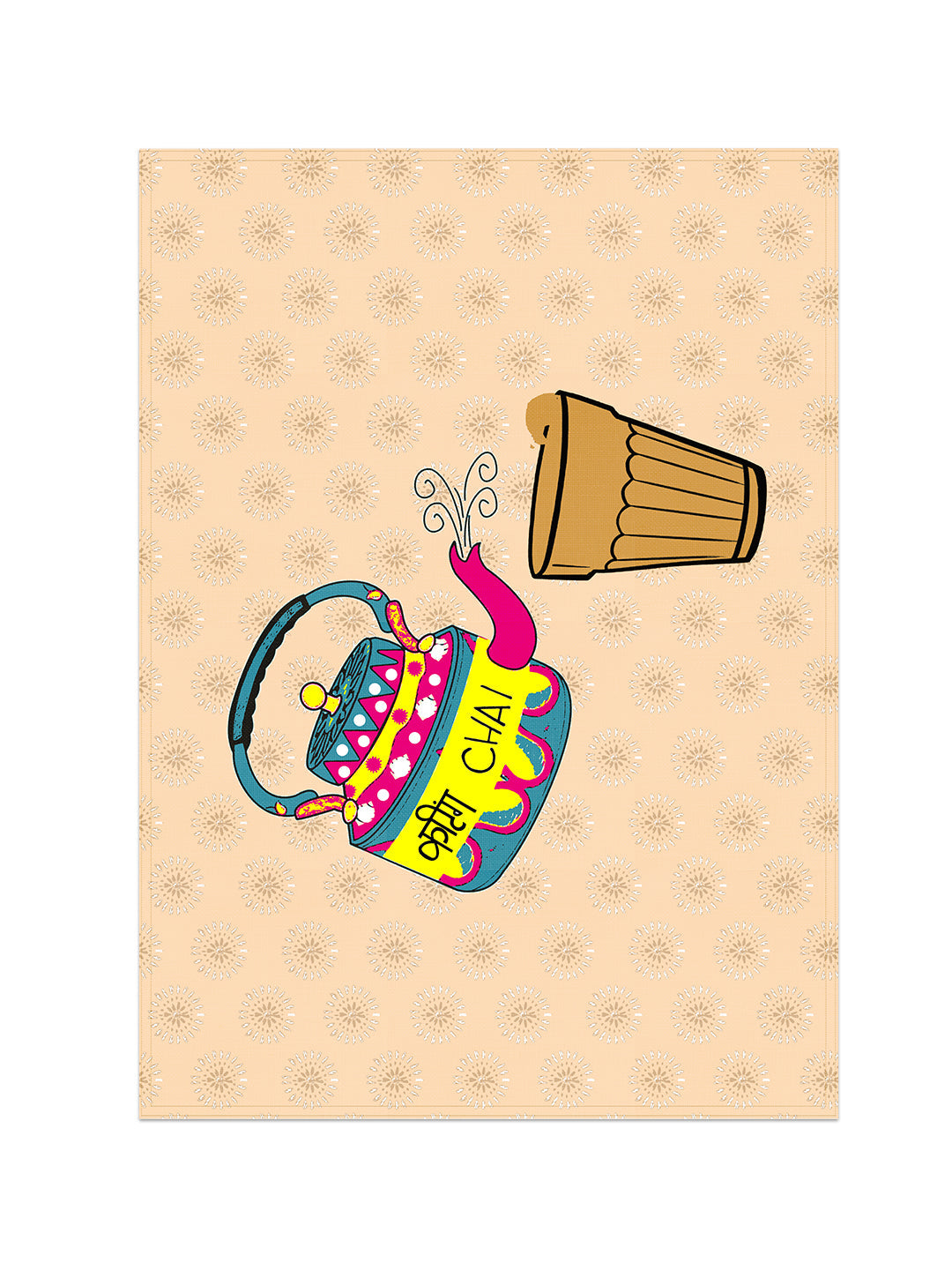 Set Of 6 Cutting Chai Printed Placement
