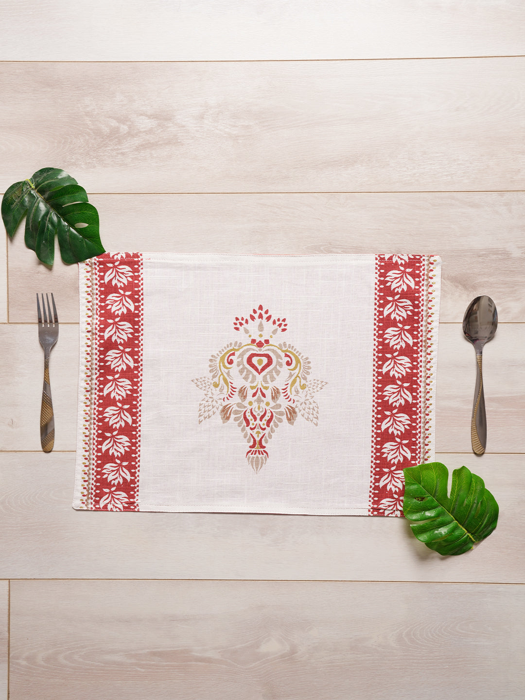 Set Of 6 Gerua Printed Placement