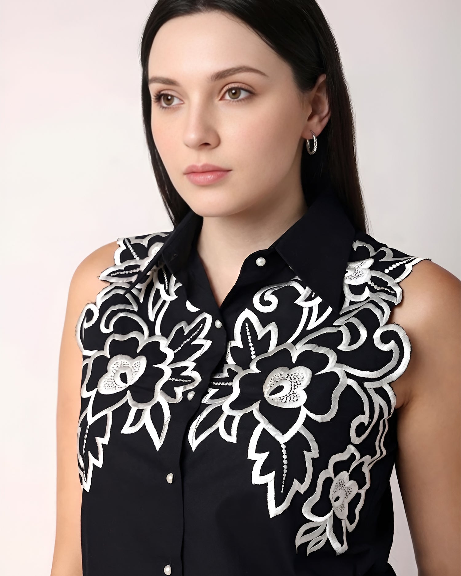 Black & White Shirt With Embroidery