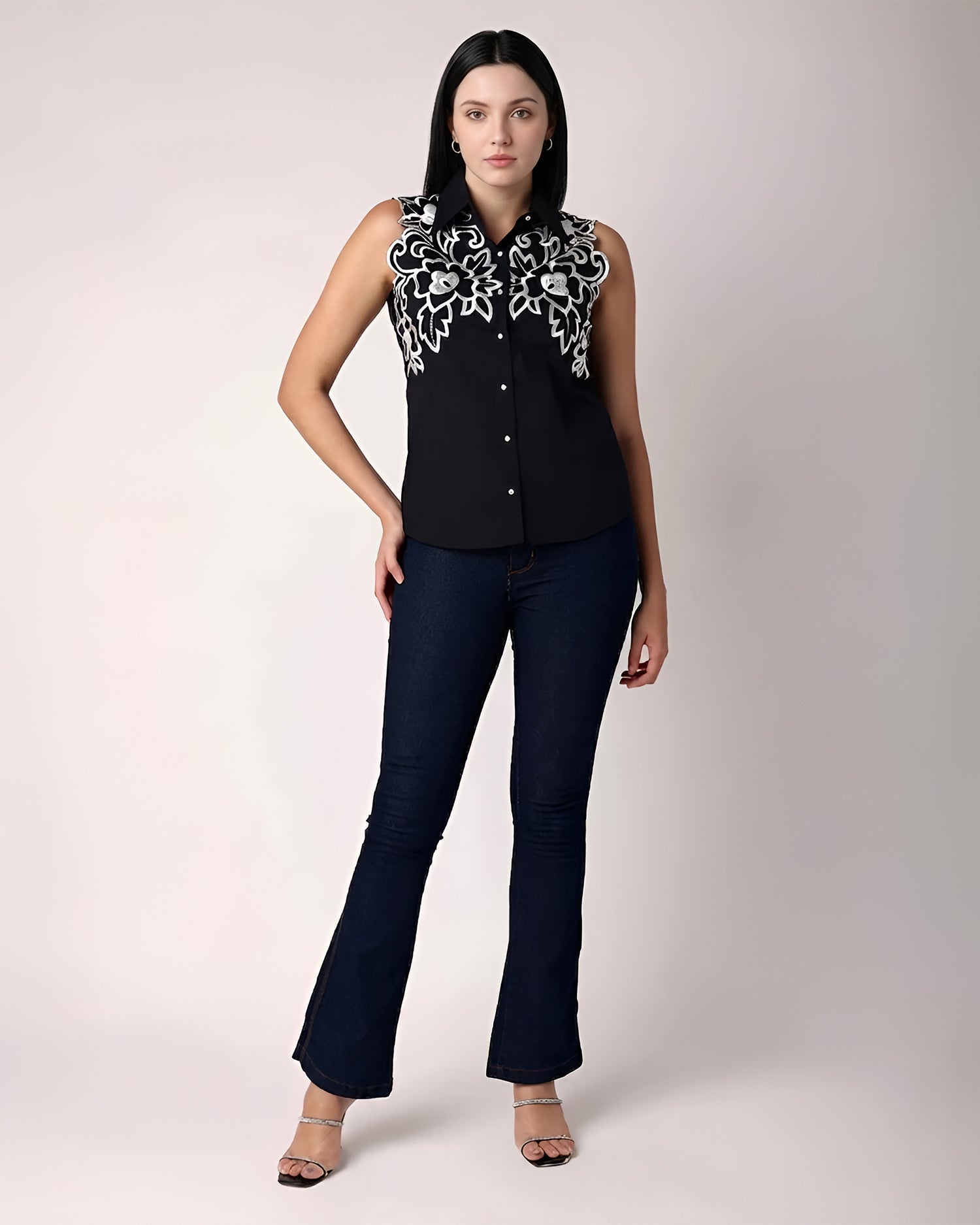 Black & White Shirt With Embroidery