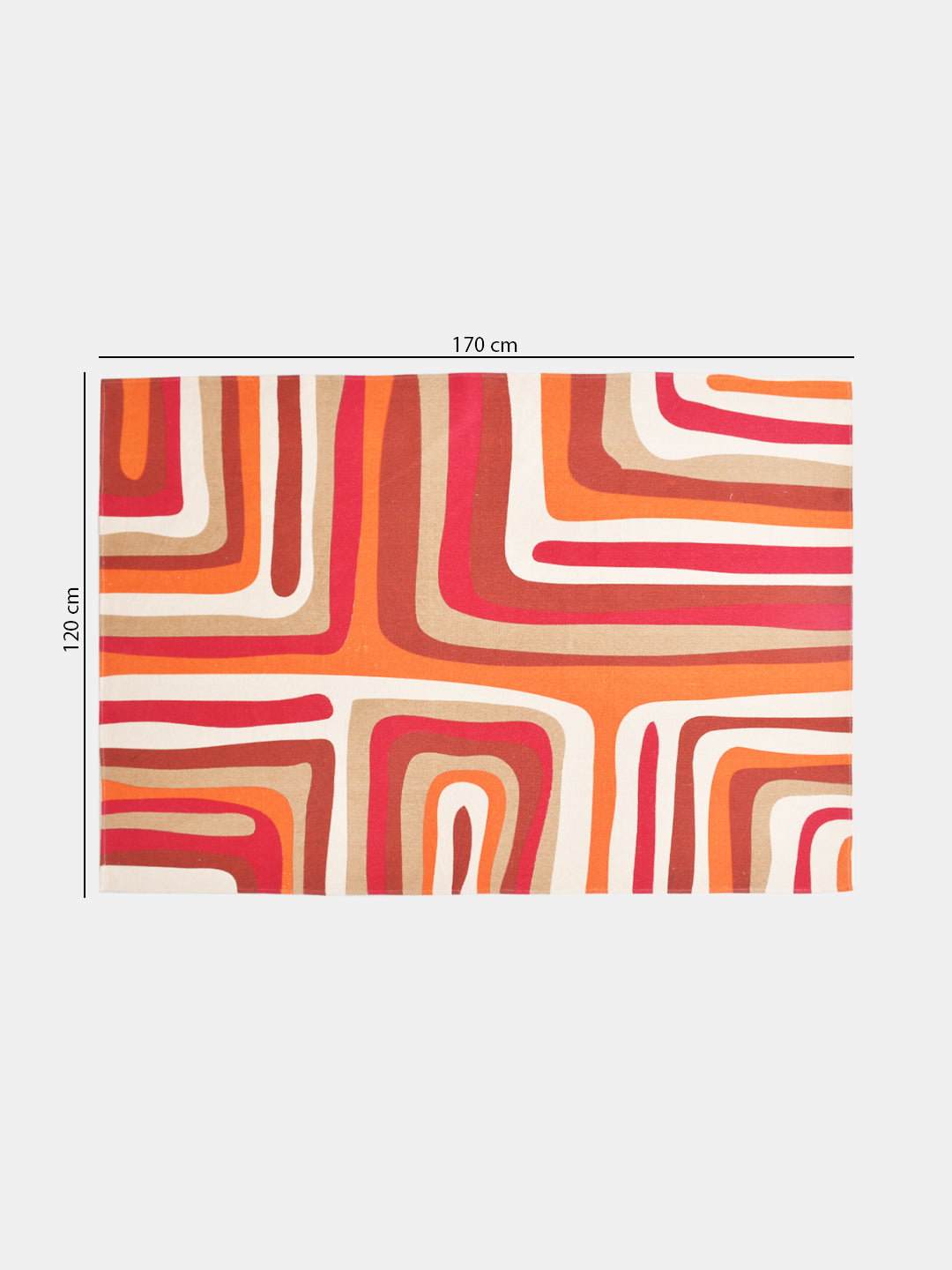 Hurly-Burly Rusty Red 4'x5.5' Printed Cotton Carpet