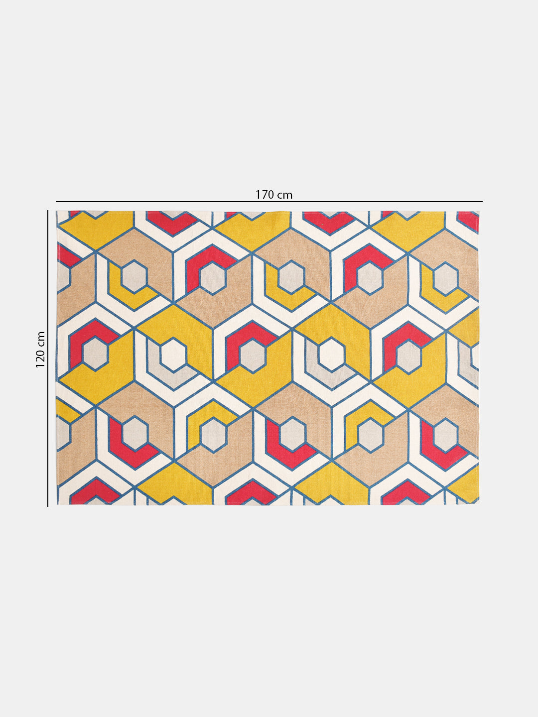 Honeycomb Yellow 4'x5.5' Printed Cotton Carpet
