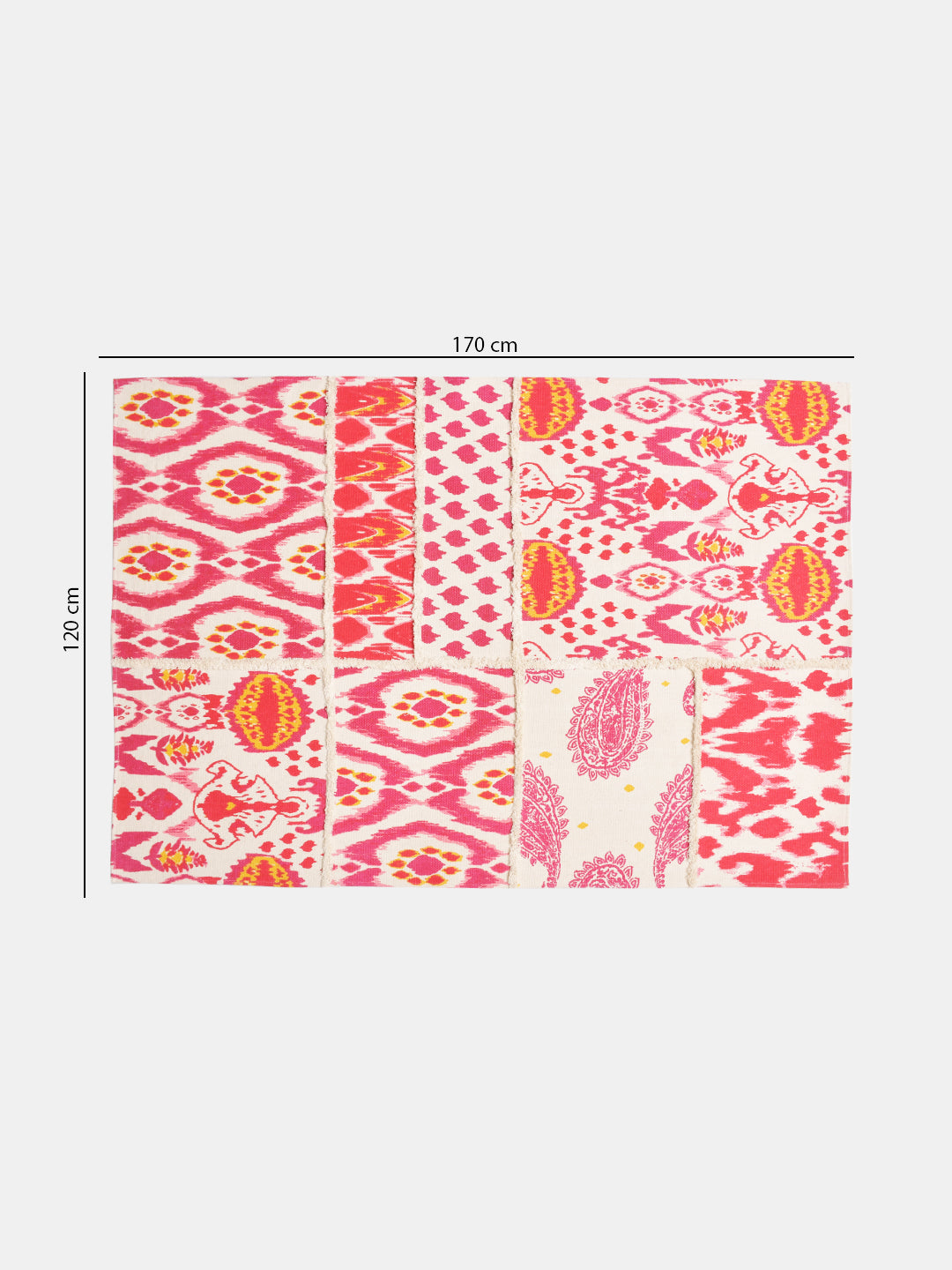 Garden of Ikat Pink Coloured 4'x5.5' Cotton Printed Carpet