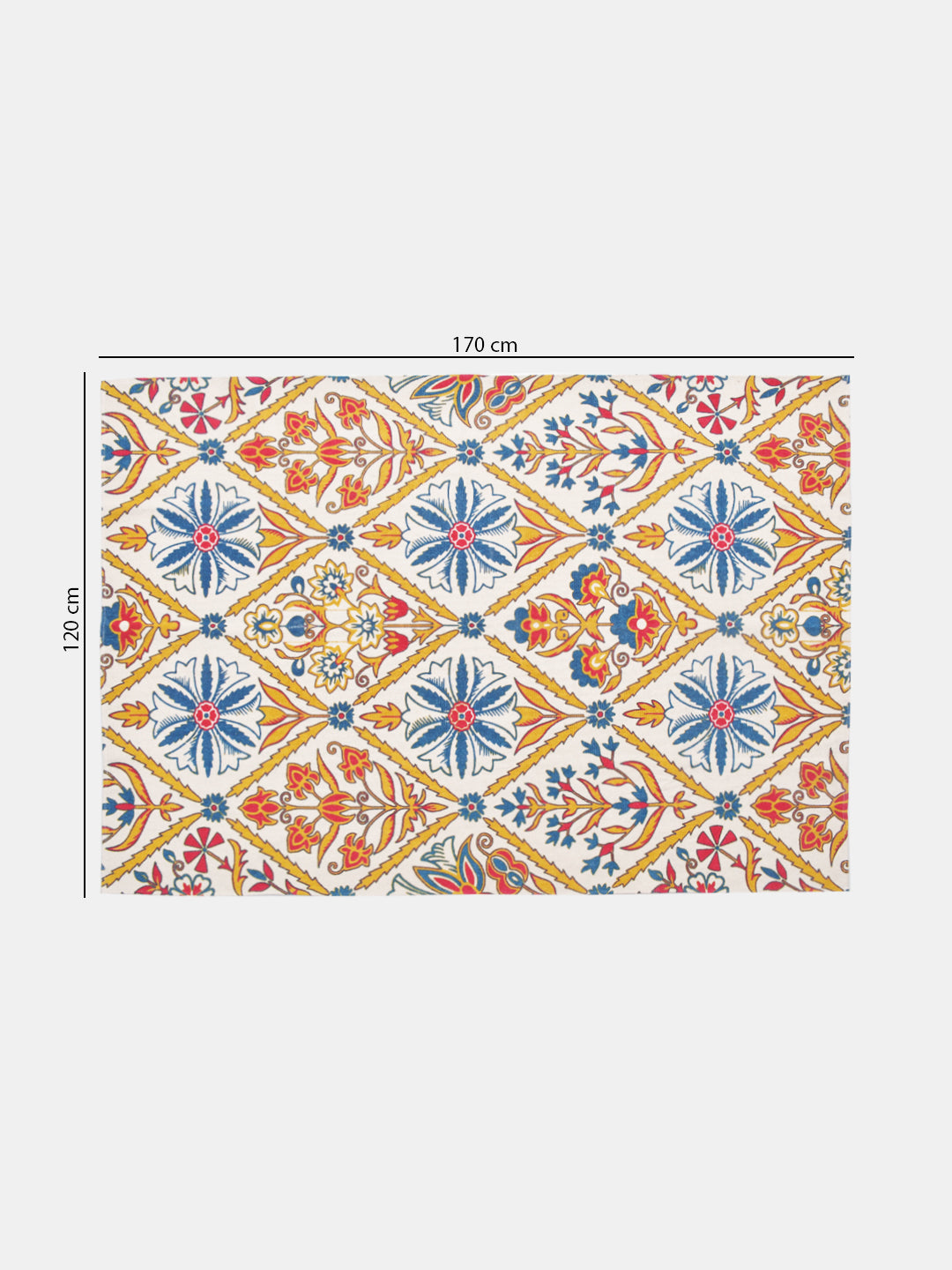 Mewar Yellow 4'x5.5' Printed Cotton Carpet
