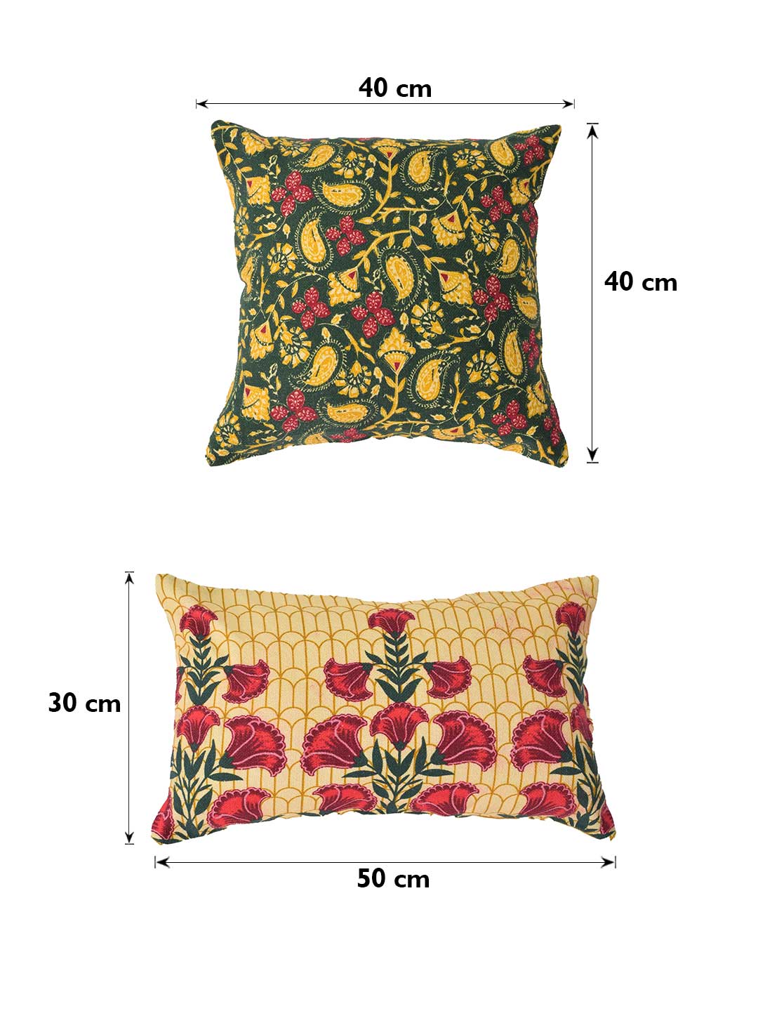 Set of 5 Botanical Garden Square and Rectangle Cotton Cushion Covers